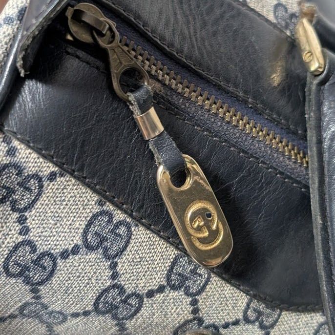 Gucci GG Supreme Leather Navy Mini Boston Bag Vintage — view 6