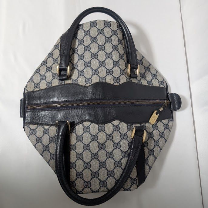Gucci GG Supreme Leather Navy Mini Boston Bag Vintage — view 8