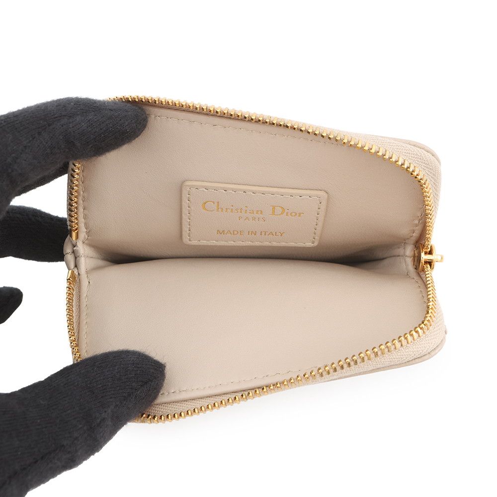 Dior Coin Case Cannage Caro Lavender Wallet Calf Leather — view 4