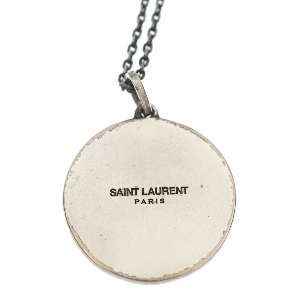 Saint Laurent Paris Chain Necklace Medal Pendant Silver — view 5