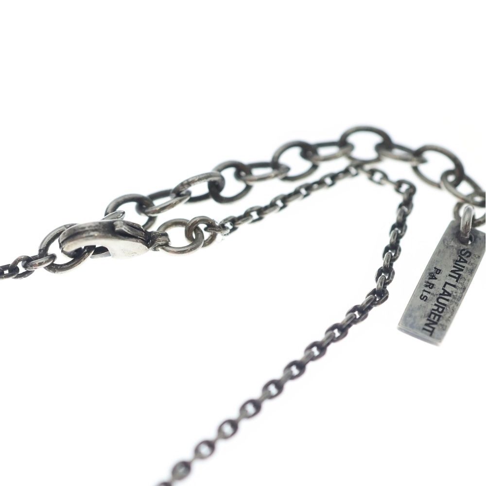 Saint Laurent Paris Chain Necklace Medal Pendant Silver — view 4