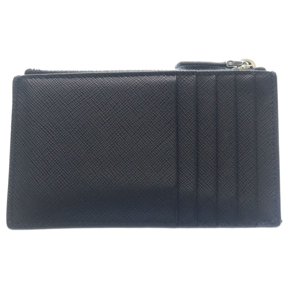 Prada Saffiano Triangle Leather Card Case Black — view 2