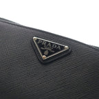 Prada Saffiano Triangle Leather Card Case Black — view 5