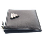 Prada Saffiano Triangle Leather Card Case Black — view 3
