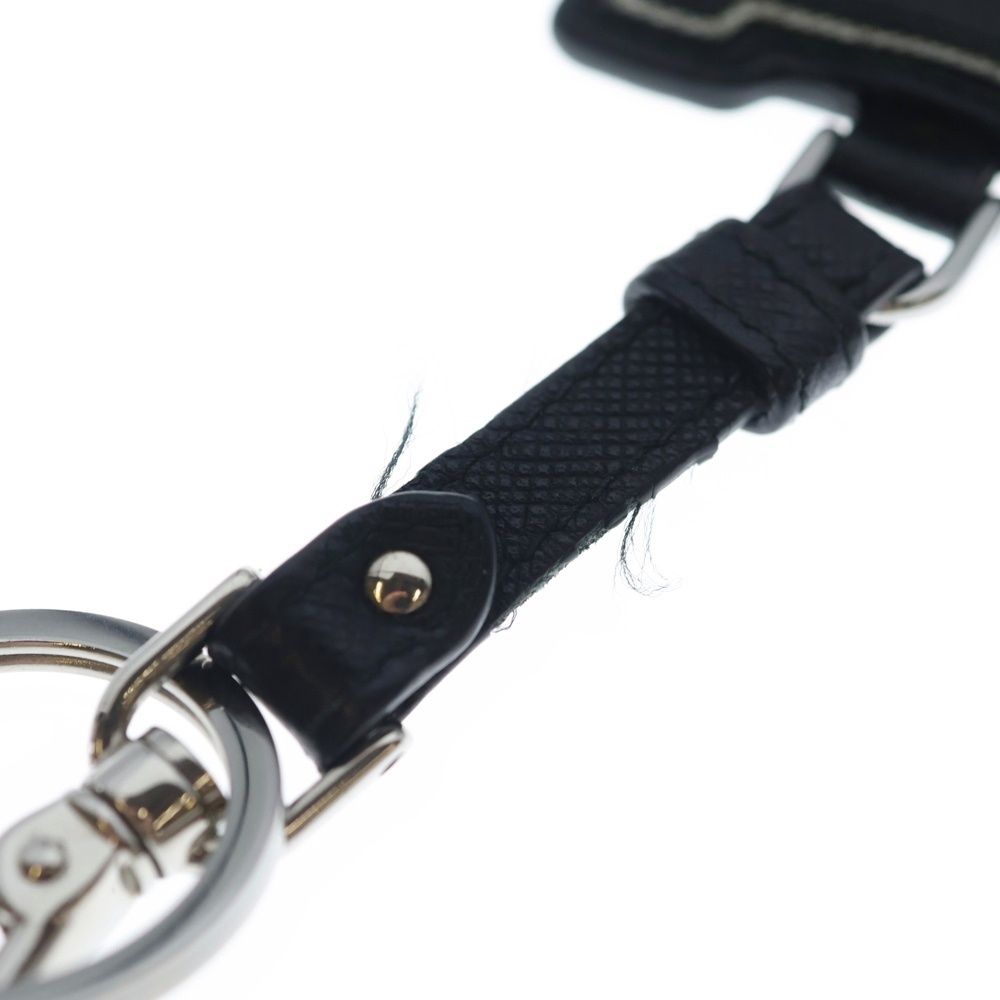 Prada Logo Saffiano Leather Keyring Charm Key Sling Bag Black — view 5
