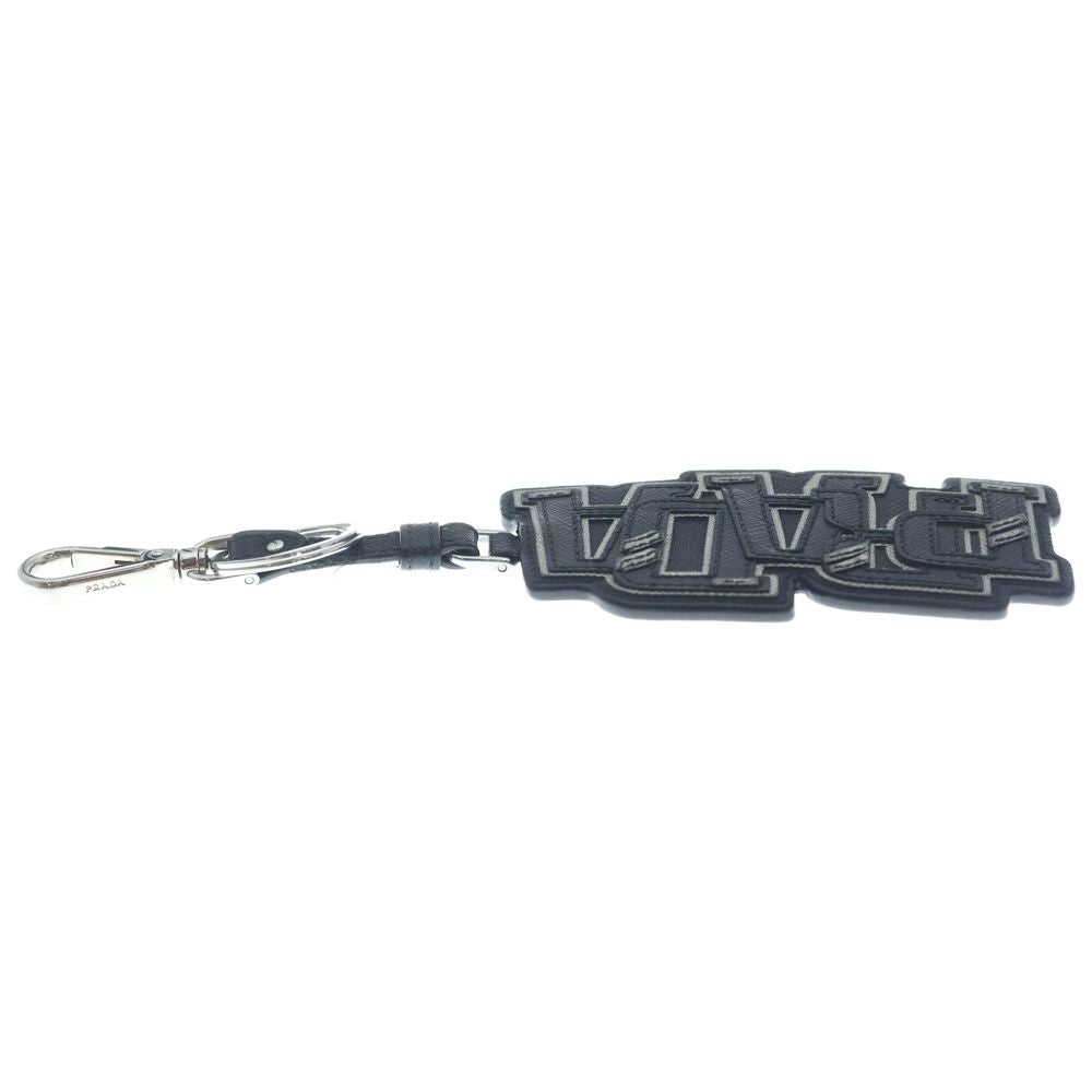 Prada Logo Saffiano Leather Keyring Charm Key Sling Bag Black — view 4