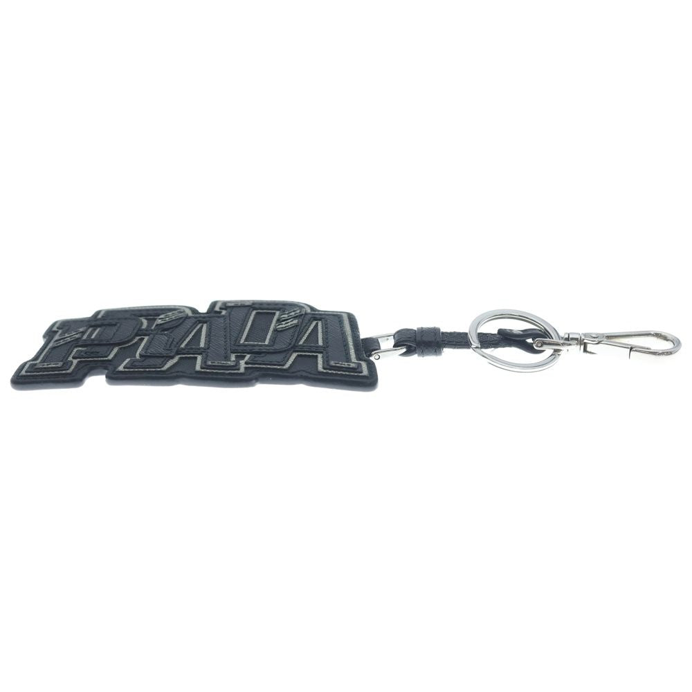Prada Logo Saffiano Leather Keyring Charm Key Sling Bag Black — view 3