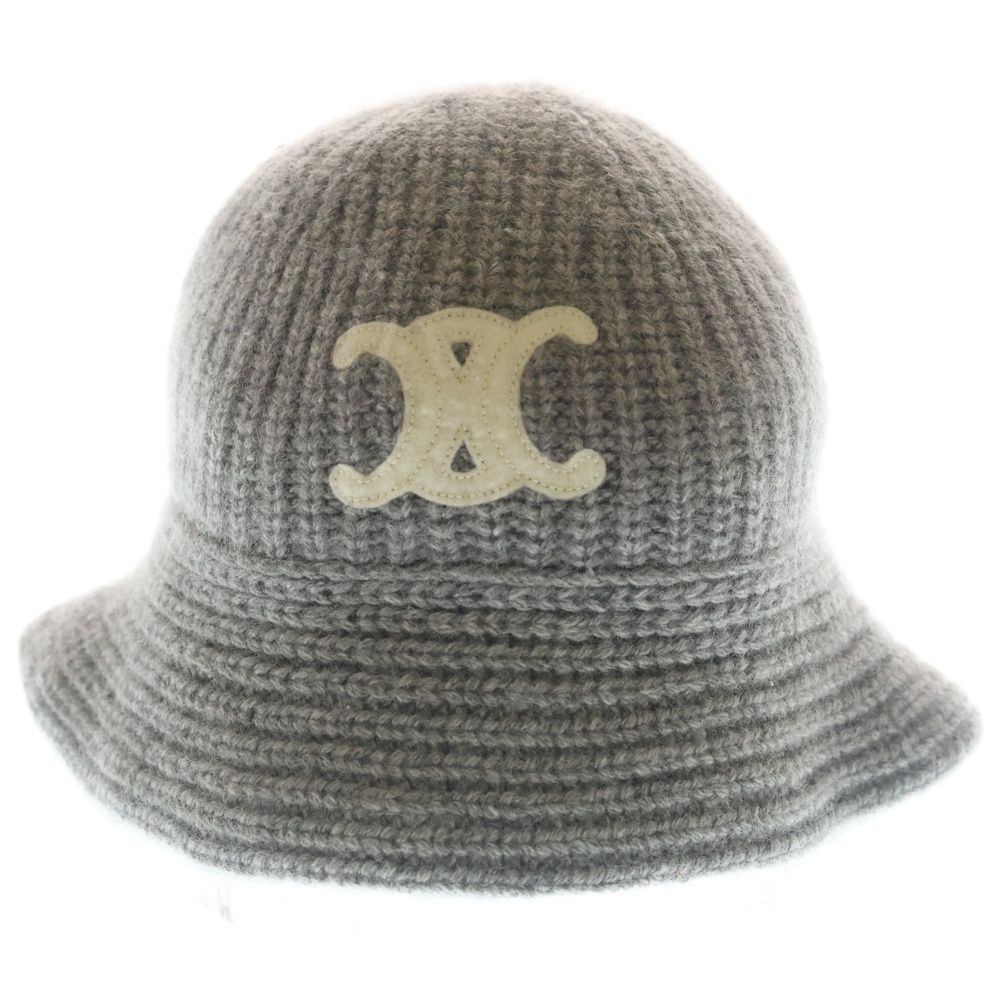 Celine Triomphe Cloche Beanie Crochet Hat Cashmere Gray — view 4