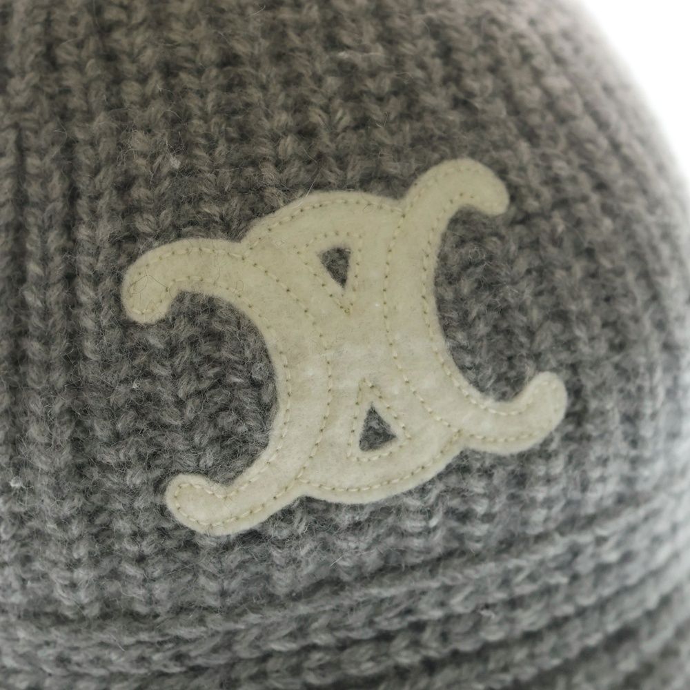 Celine Triomphe Cloche Beanie Crochet Hat Cashmere Gray — view 5