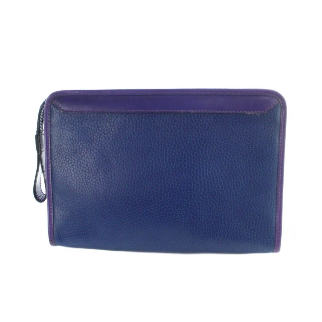 Celine Clutch Second Leather Logo Blue Purple — view 2