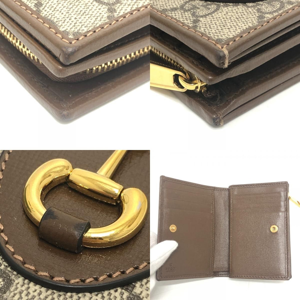 Gucci Bifold Wallet Horsebit GG Supreme Canvas Brown — view 7