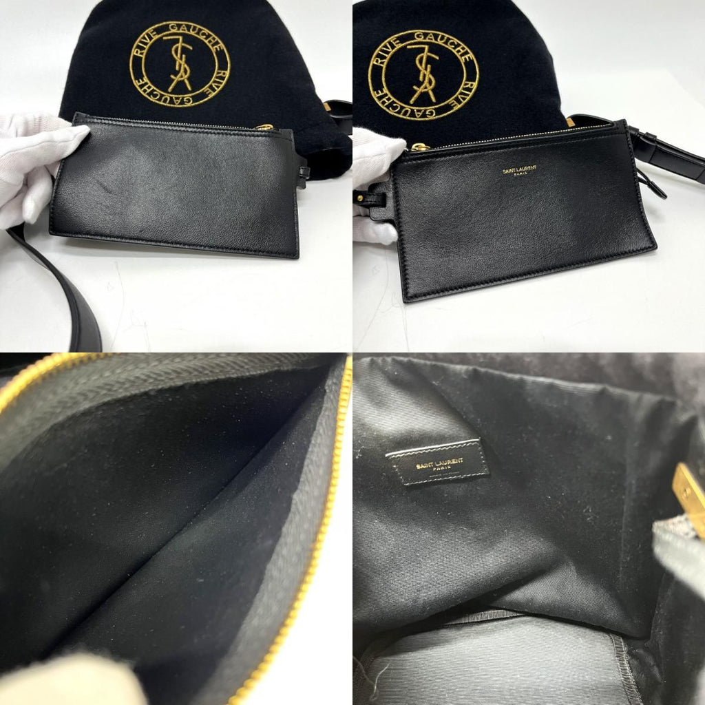 Saint Laurent Paris Shoulder Bag Rive Gauche Canvas Black — view 8