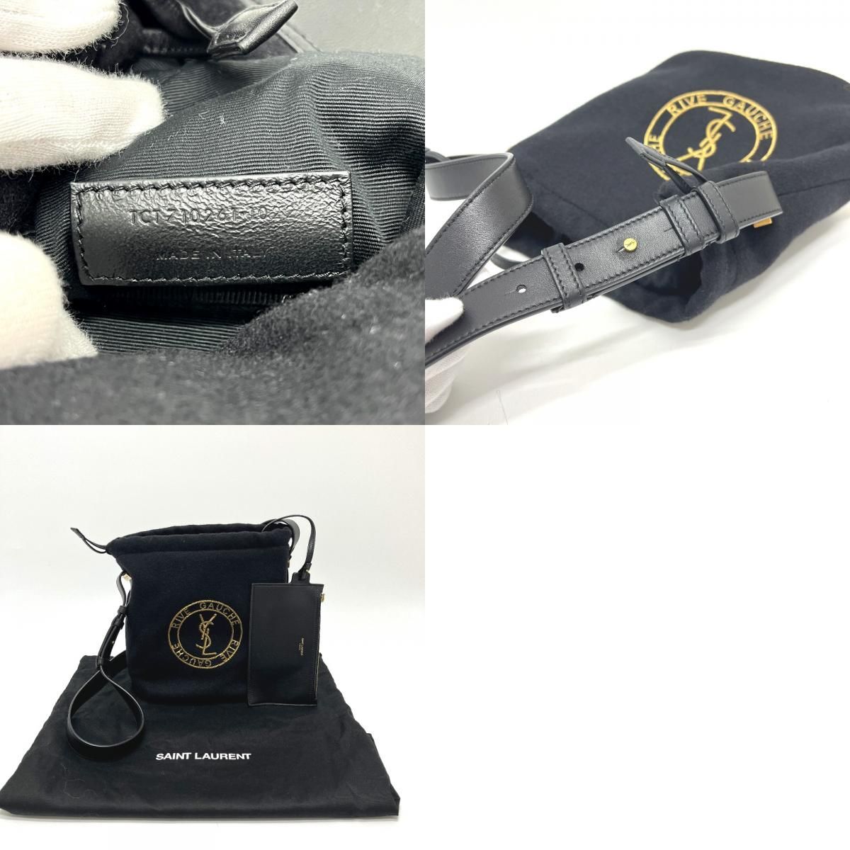 Saint Laurent Paris Shoulder Bag Rive Gauche Canvas Black — view 9