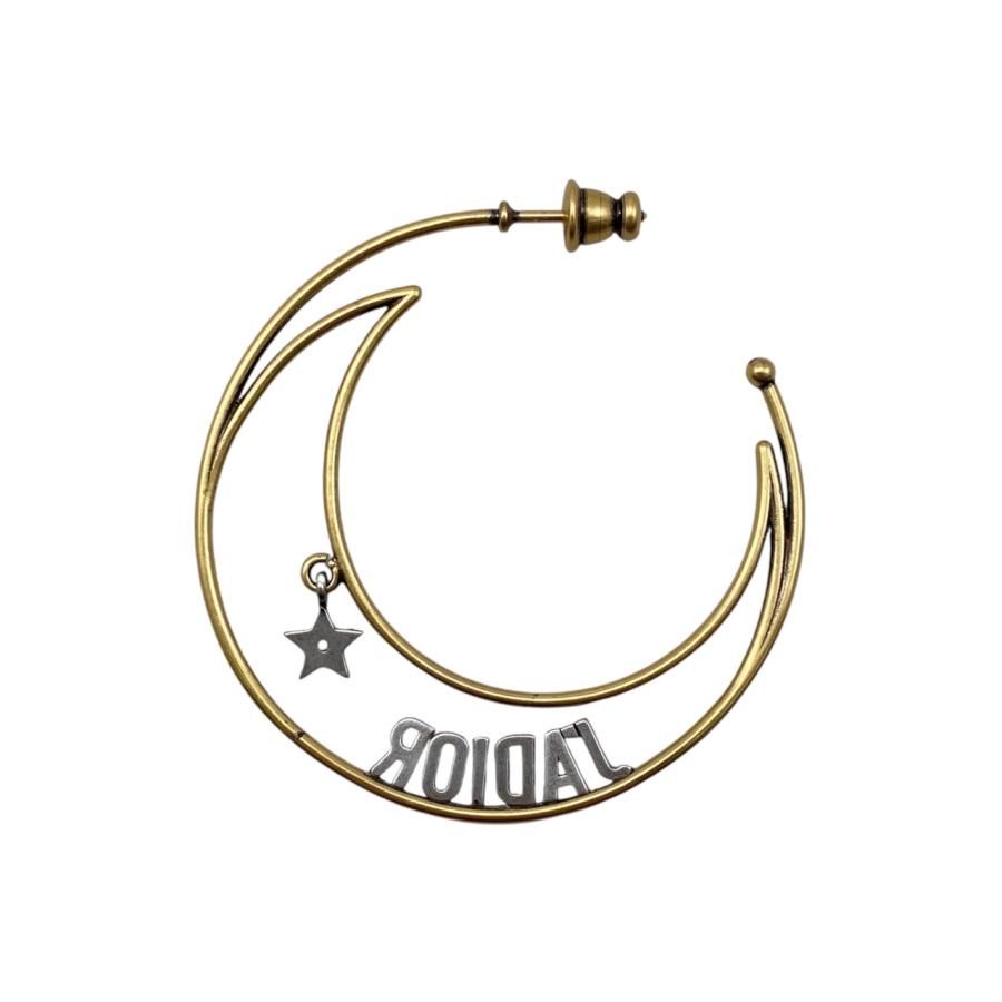 Dior Hoop Earrings Star Moon Crescent Logo Gold — view 9