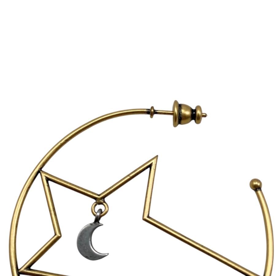 Dior Hoop Earrings Star Moon Crescent Logo Gold — view 6