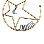 Dior Hoop Earrings Star Moon Crescent Logo Gold — view 4