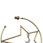 Dior Hoop Earrings Star Moon Crescent Logo Gold — view 7