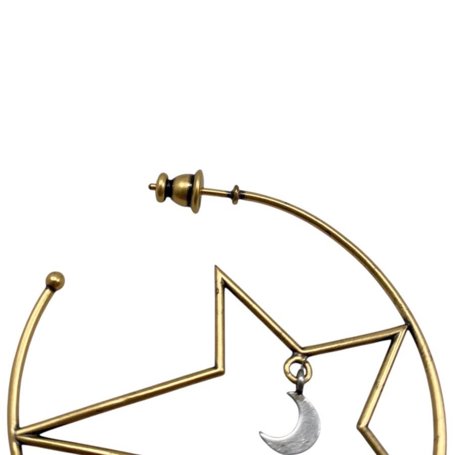 Dior Hoop Earrings Star Moon Crescent Logo Gold — view 7