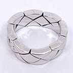 Chanel 18k White Gold Quilted Ring Logo Bullion Polished