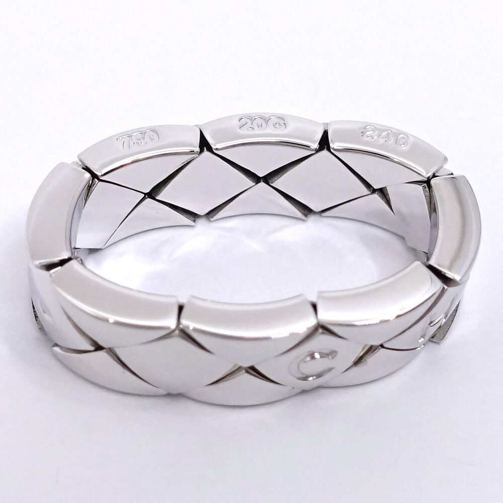 Chanel 18k White Gold Quilted Ring Logo Bullion Polished — view 8