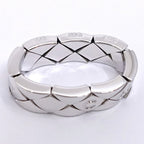 Chanel 18k White Gold Quilted Ring Logo Bullion Polished