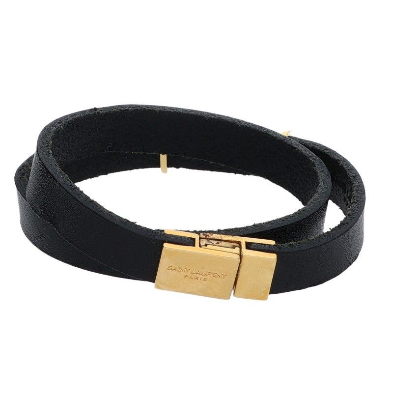 Saint Laurent Paris Ysllogo Leather Bracelet — view 2