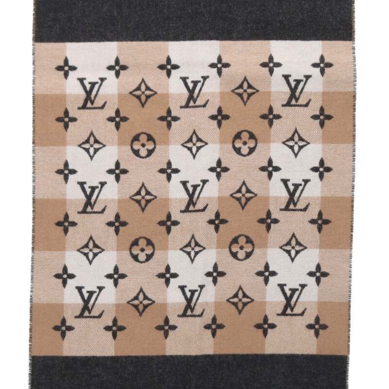 Louis Vuitton Wool Cashmere Blend Monogram Check Scarf — view 2
