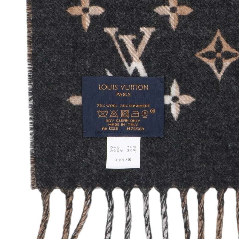 Louis Vuitton Wool Cashmere Blend Monogram Check Scarf — view 3