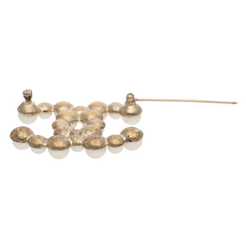 Chanel CC Logo Faux Pearl Brooch — view 4