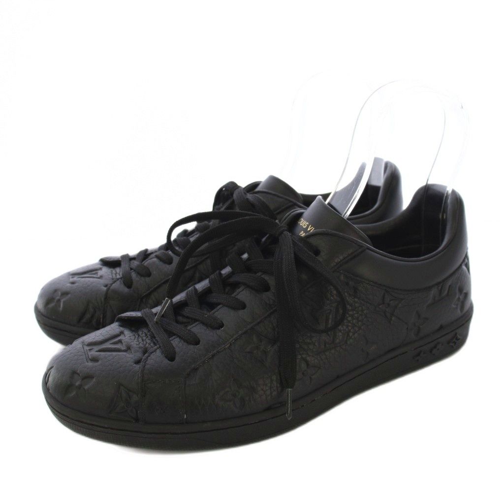 Louis Vuitton Luxembourg Line Monogram Eclipse Sneakers Shoes Leather 7 Black YT — view 2