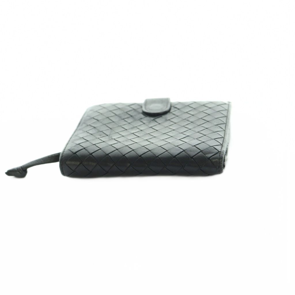 Bottega Veneta Intrecciato Wallet Bifold Coin Purse Leather Black — view 4