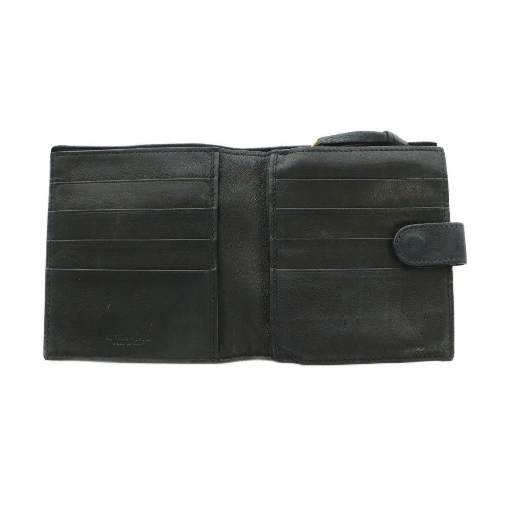 Bottega Veneta Intrecciato Wallet Bifold Coin Purse Leather Black — view 5