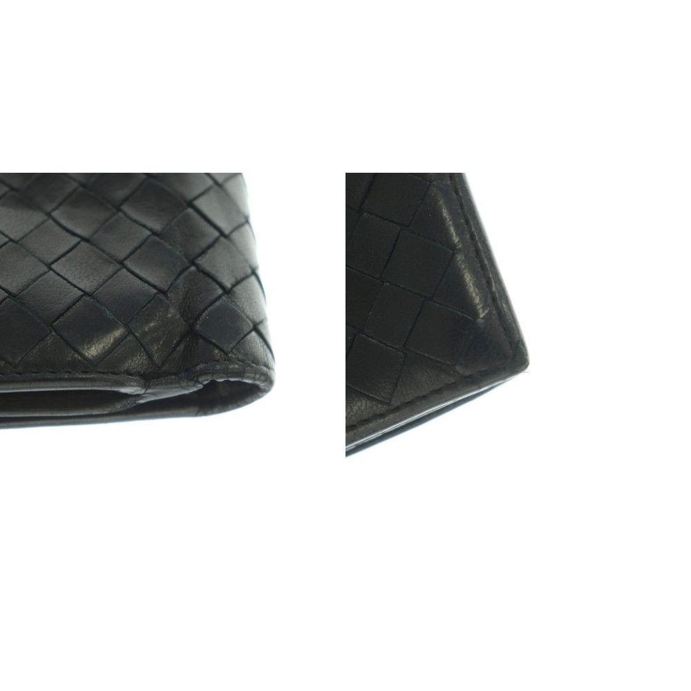 Bottega Veneta Intrecciato Wallet Bifold Coin Purse Leather Black — view 9