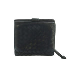 Bottega Veneta Intrecciato Wallet Bifold Coin Purse Leather Black — view 2
