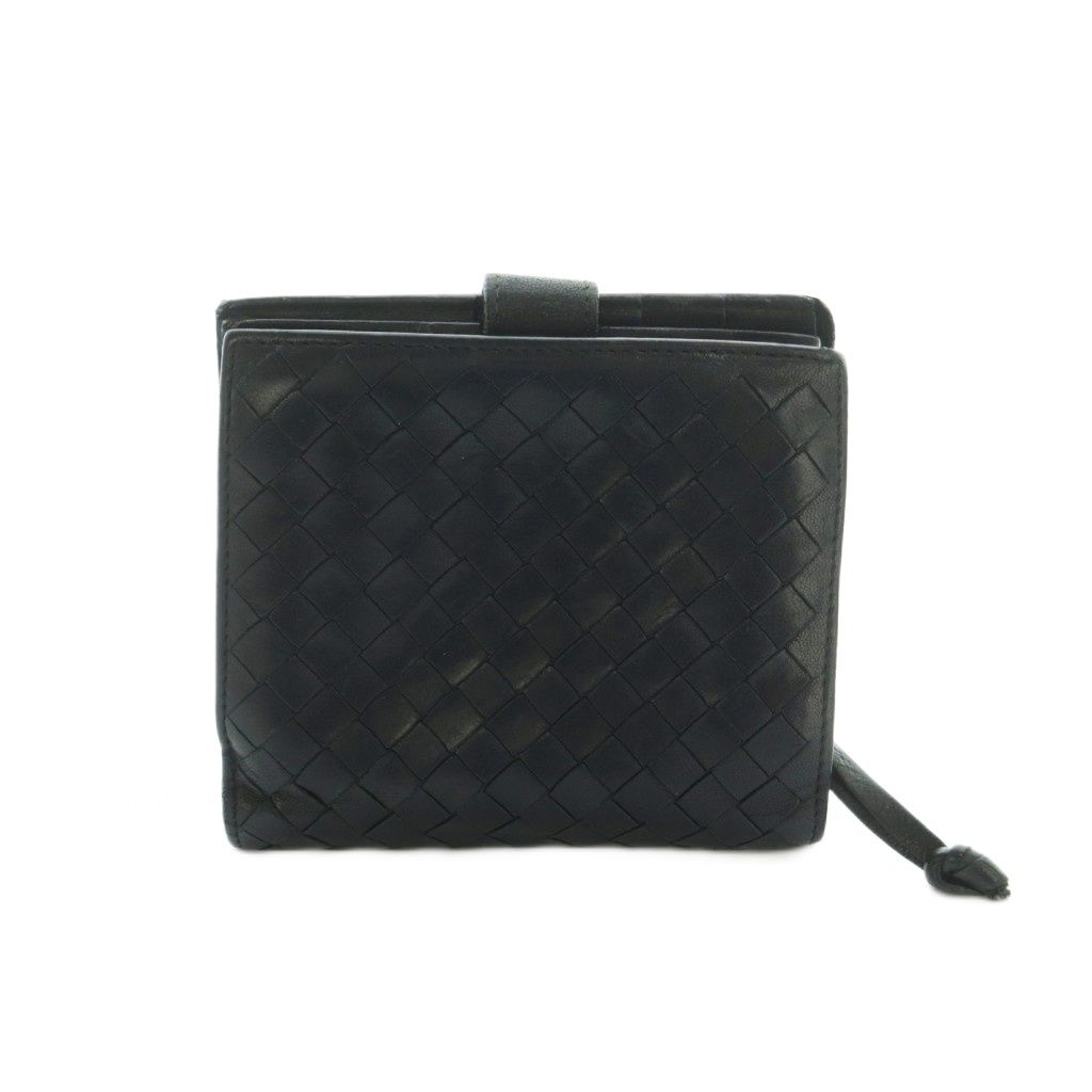 Bottega Veneta Intrecciato Wallet Bifold Coin Purse Leather Black — view 2