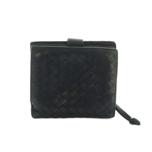 Bottega Veneta Intrecciato Wallet Bifold Coin Purse Leather Black — view 2