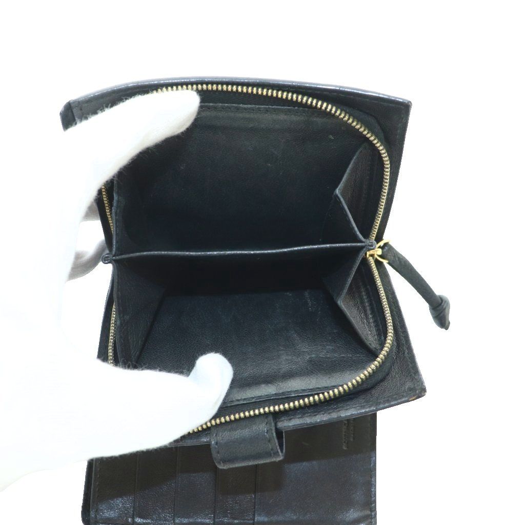Bottega Veneta Intrecciato Wallet Bifold Coin Purse Leather Black — view 7