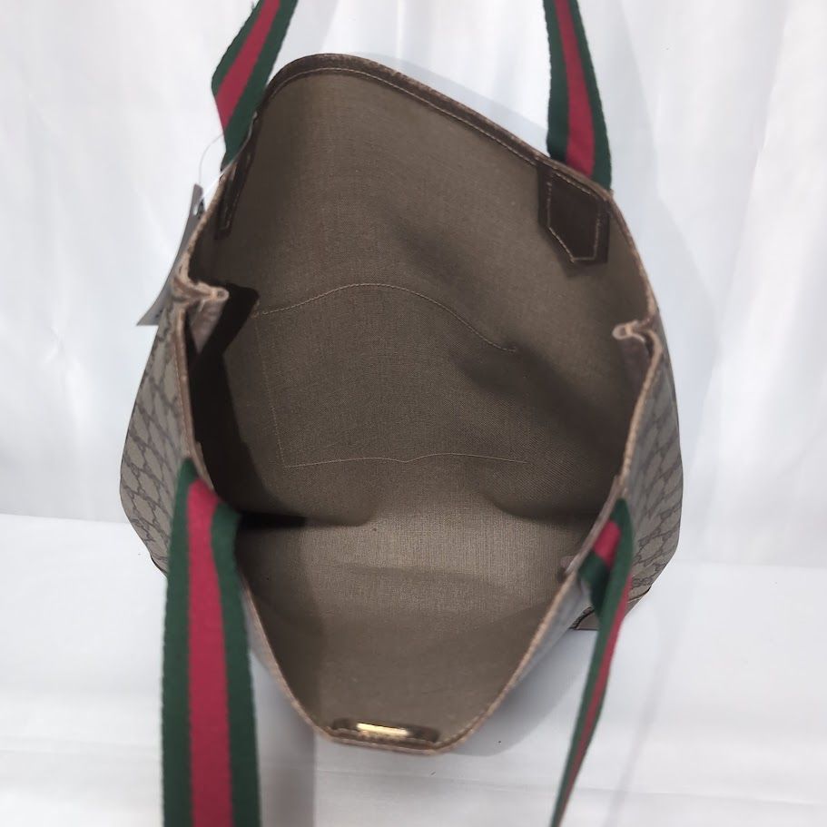 Gucci GG Supreme Sherry Line Leather Brown Tote Vintage — view 8