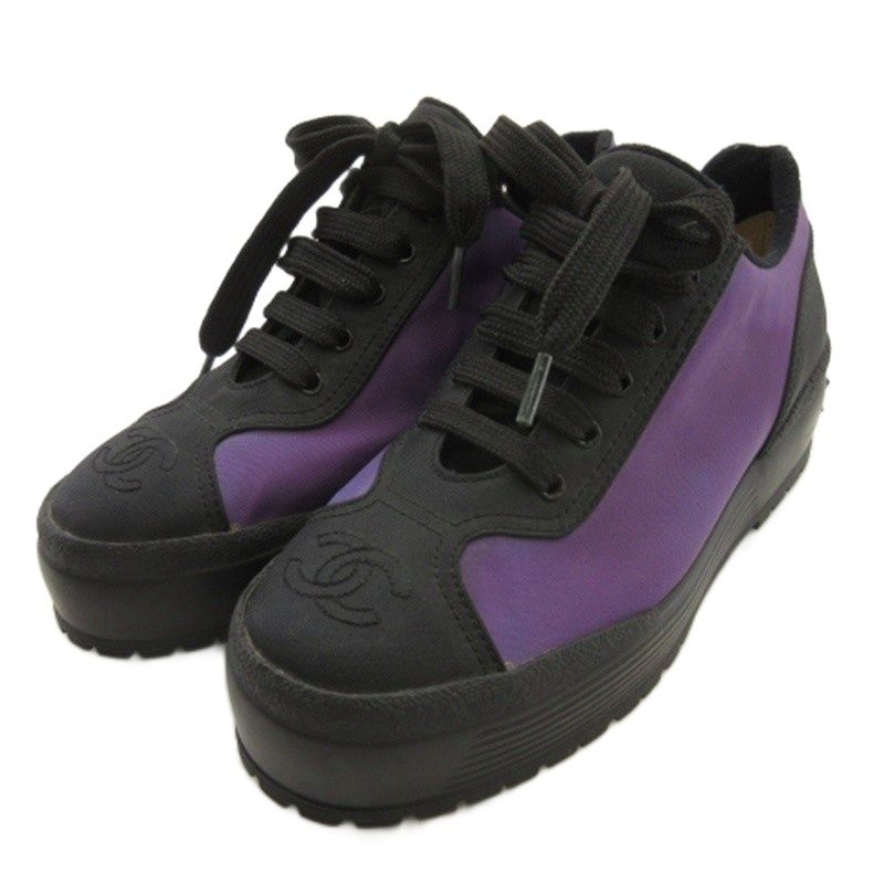 Chanel CC Logo Thick Sole Sneakers Purple 36 — view 2