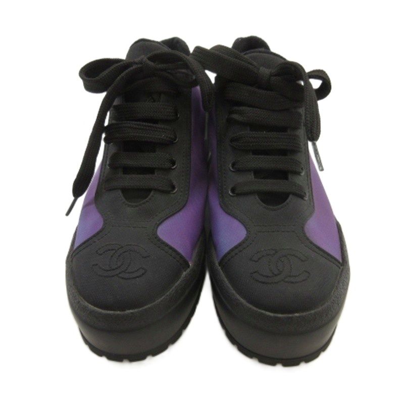 Chanel CC Logo Thick Sole Sneakers Purple 36 — view 3
