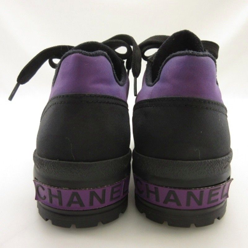 Chanel CC Logo Thick Sole Sneakers Purple 36 — view 4