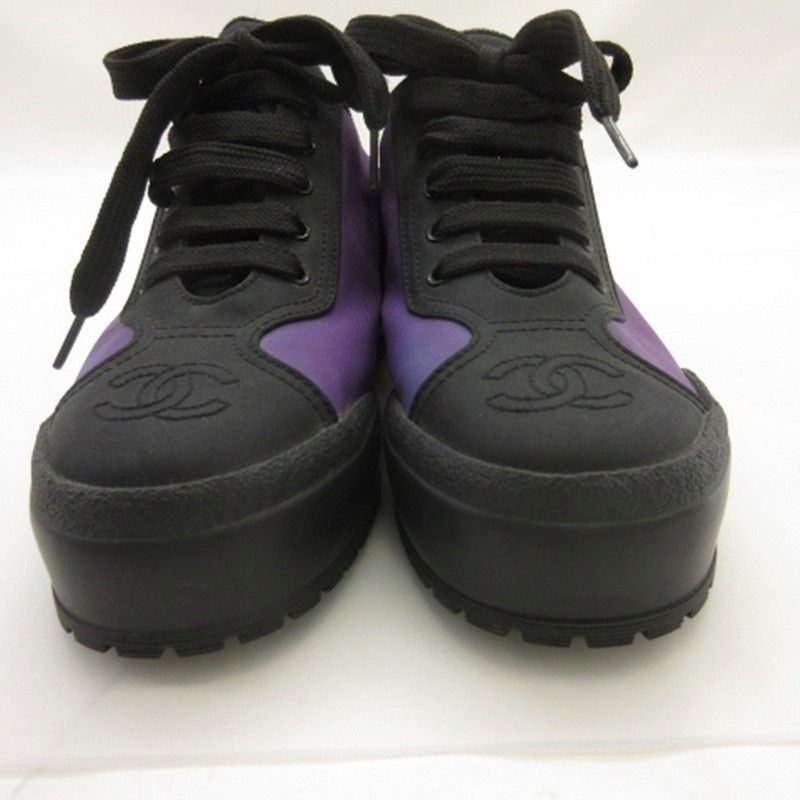 Chanel CC Logo Thick Sole Sneakers Purple 36 — view 5