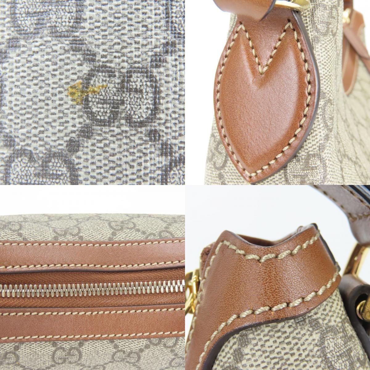 Gucci Shoulder Bag Hobo GG Supreme Canvas Leather Beige Brown Bag Daily Use — view 6