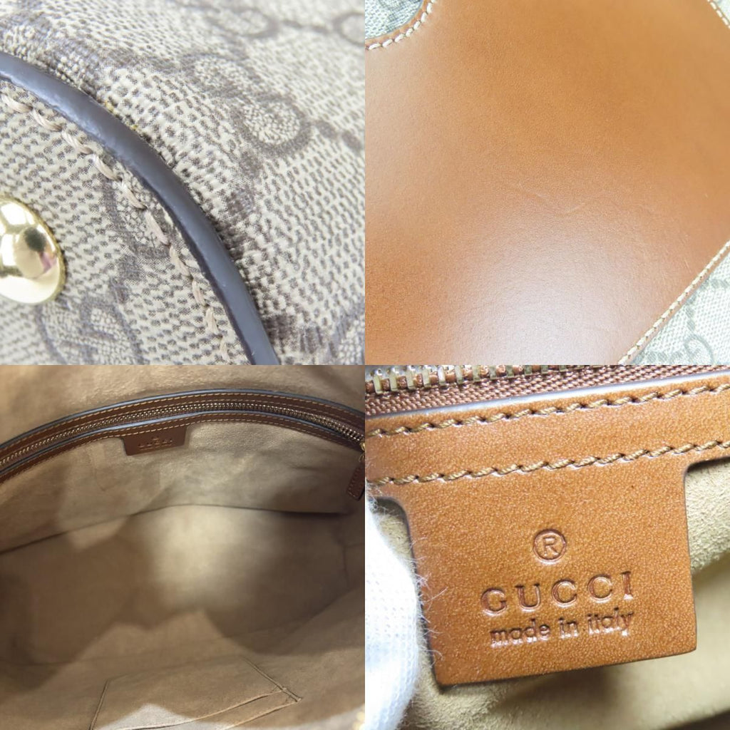 Gucci Shoulder Bag Hobo GG Supreme Canvas Leather Beige Brown Bag Daily Use — view 8