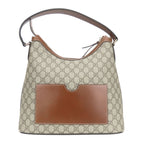 Gucci Shoulder Bag Hobo GG Supreme Canvas Leather Beige Brown Bag Daily Use — view 3