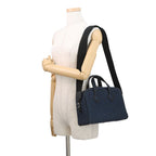 Hermes Victoria 3 Fourre Tout Mini Black Blue Saffiano Silver Swift Toile — view 5