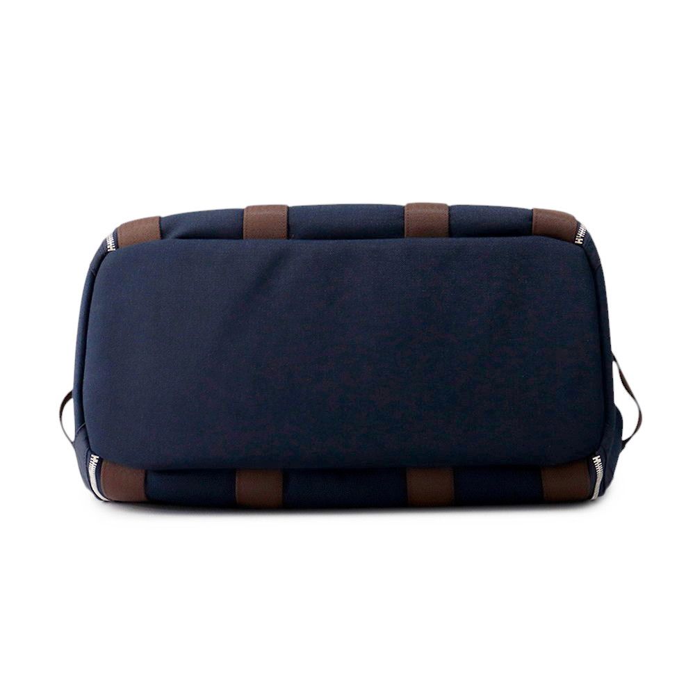 Hermes Dog Carrier Bag Navy Brown Silver Canvas Small — view 3