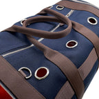 Hermes Dog Carrier Bag Navy Brown Silver Canvas Small — view 8