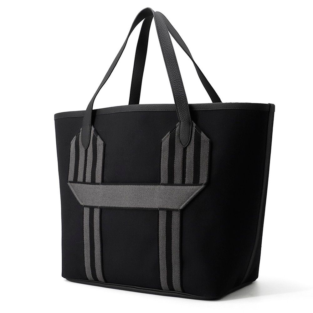 Hermes Tote Pure Sangle Black Gray Silver Toile Military Taurillon Clemence — view 2
