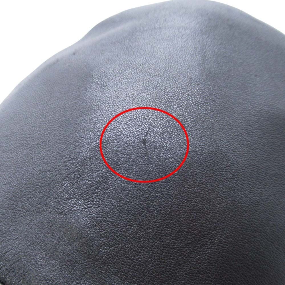 Hermes Lambskin Bucket Hat Short Brim Leather Hat 58 cm Black — view 8
